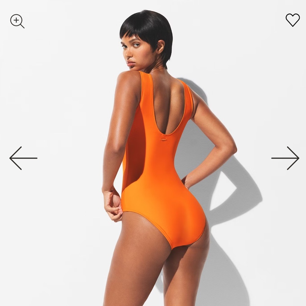 SKIMS NWT Signature Swim High Neck One Piece - Tangerine - Picture 2 of 3